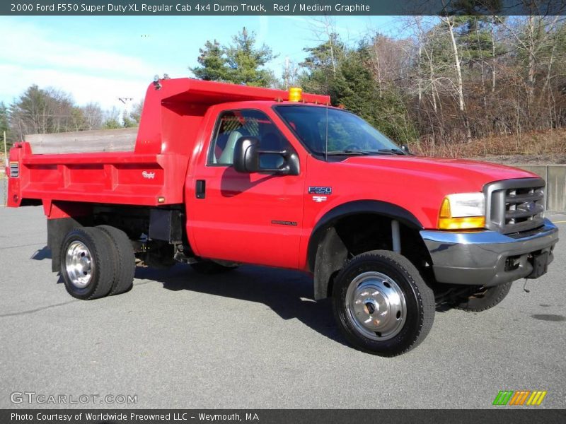 Red / Medium Graphite 2000 Ford F550 Super Duty XL Regular Cab 4x4 Dump Truck