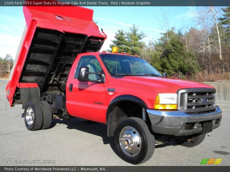 Red / Medium Graphite 2000 Ford F550 Super Duty XL Regular Cab 4x4 Dump Truck