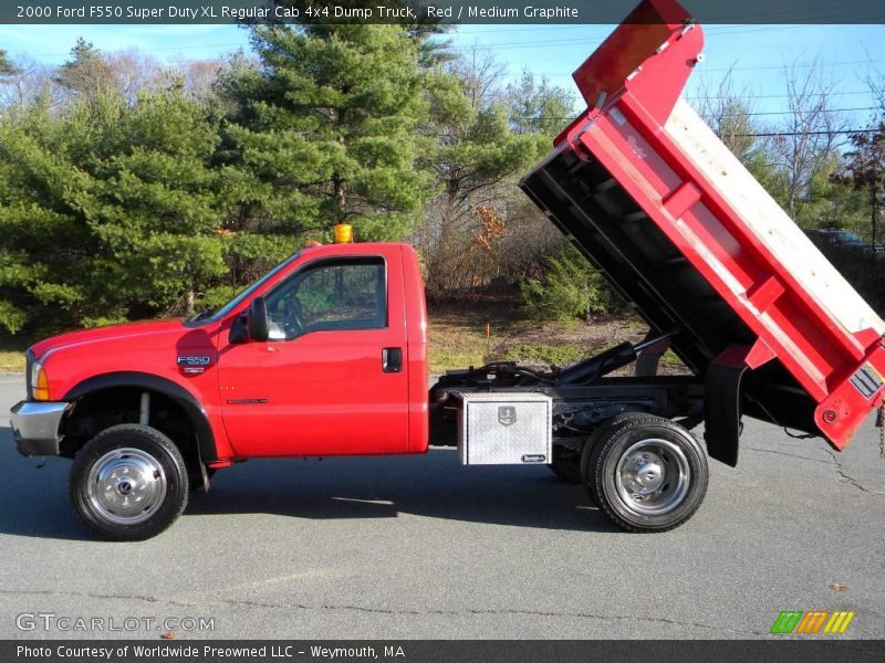Red / Medium Graphite 2000 Ford F550 Super Duty XL Regular Cab 4x4 Dump Truck