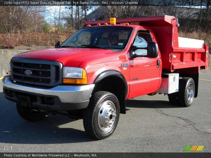 Red / Medium Graphite 2000 Ford F550 Super Duty XL Regular Cab 4x4 Dump Truck