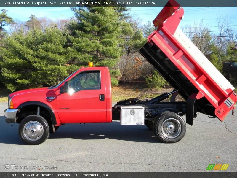 Red / Medium Graphite 2000 Ford F550 Super Duty XL Regular Cab 4x4 Dump Truck