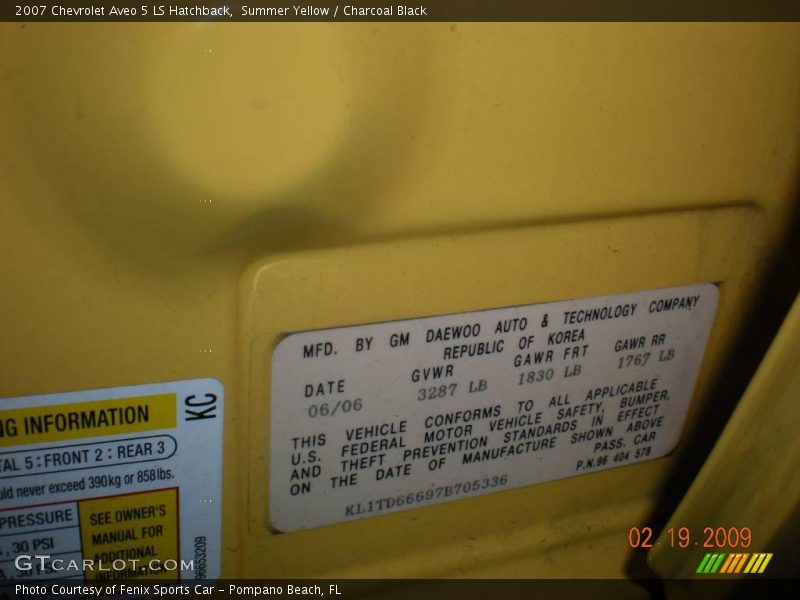 Summer Yellow / Charcoal Black 2007 Chevrolet Aveo 5 LS Hatchback