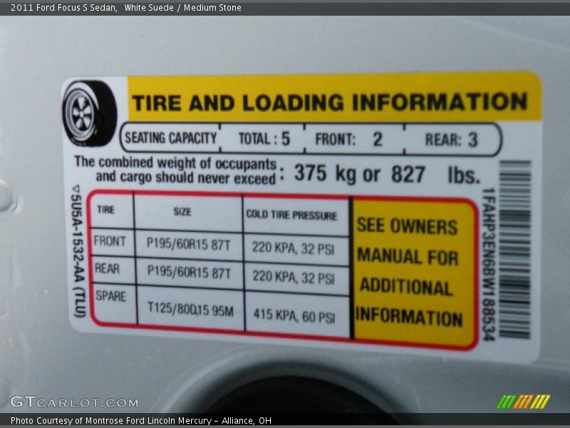 White Suede / Medium Stone 2011 Ford Focus S Sedan