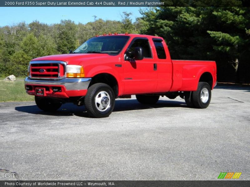 Red / Medium Parchment 2000 Ford F350 Super Duty Lariat Extended Cab 4x4 Dually