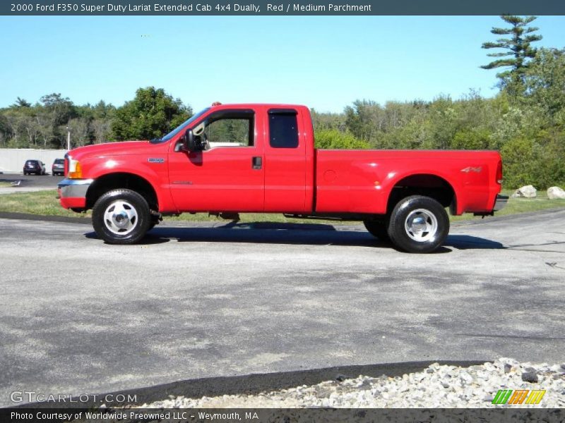 Red / Medium Parchment 2000 Ford F350 Super Duty Lariat Extended Cab 4x4 Dually