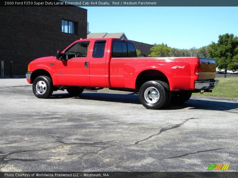Red / Medium Parchment 2000 Ford F350 Super Duty Lariat Extended Cab 4x4 Dually