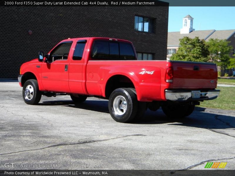 Red / Medium Parchment 2000 Ford F350 Super Duty Lariat Extended Cab 4x4 Dually