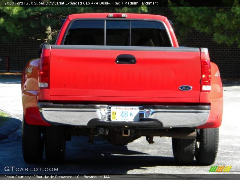 Red / Medium Parchment 2000 Ford F350 Super Duty Lariat Extended Cab 4x4 Dually