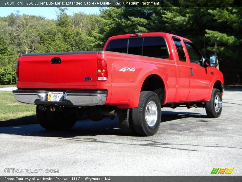 Red / Medium Parchment 2000 Ford F350 Super Duty Lariat Extended Cab 4x4 Dually