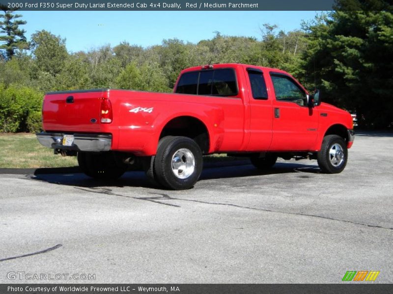 Red / Medium Parchment 2000 Ford F350 Super Duty Lariat Extended Cab 4x4 Dually