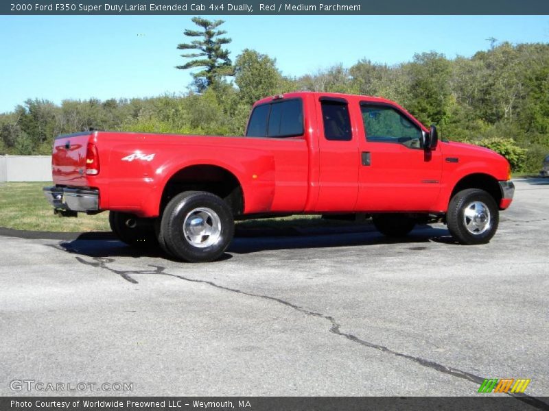 Red / Medium Parchment 2000 Ford F350 Super Duty Lariat Extended Cab 4x4 Dually