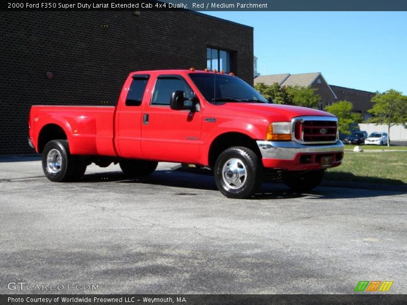 Red / Medium Parchment 2000 Ford F350 Super Duty Lariat Extended Cab 4x4 Dually