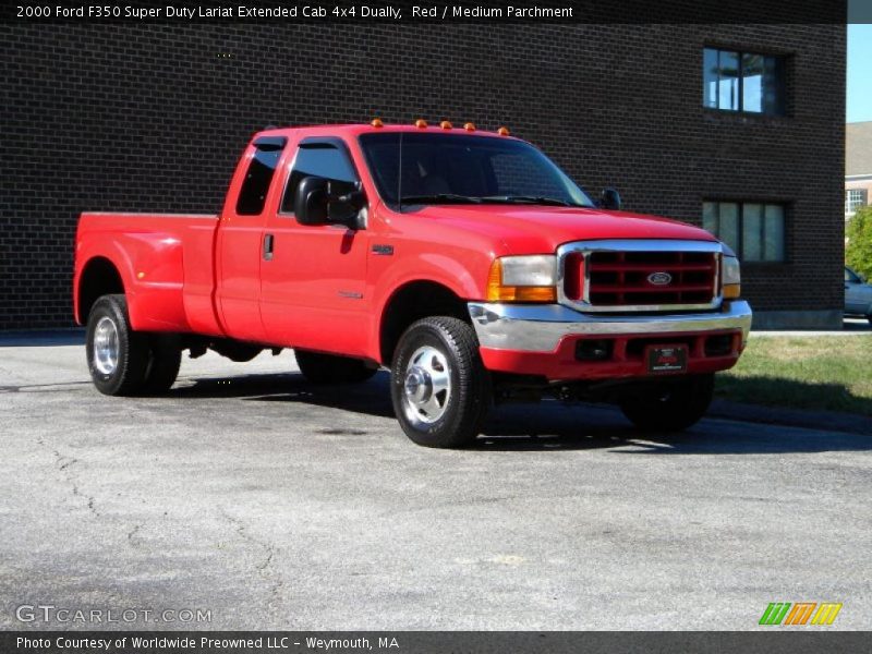Red / Medium Parchment 2000 Ford F350 Super Duty Lariat Extended Cab 4x4 Dually