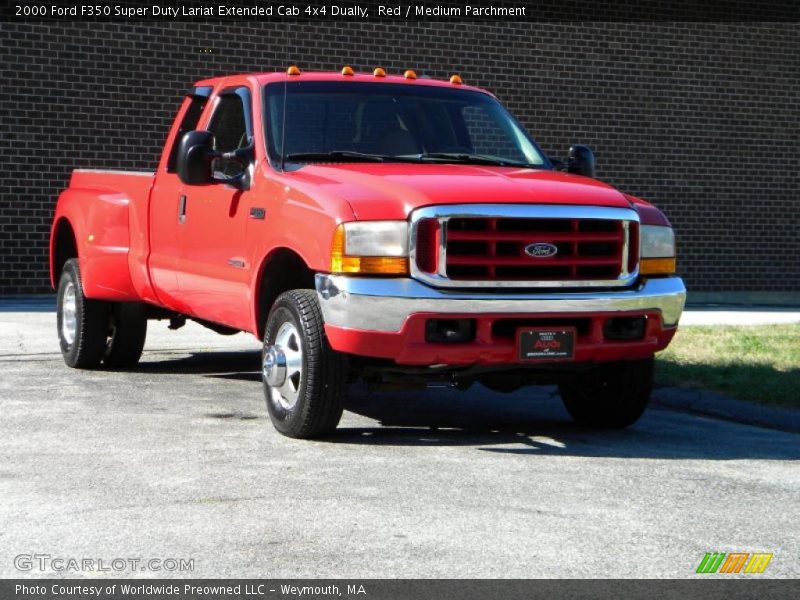 Red / Medium Parchment 2000 Ford F350 Super Duty Lariat Extended Cab 4x4 Dually