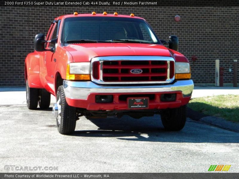 Red / Medium Parchment 2000 Ford F350 Super Duty Lariat Extended Cab 4x4 Dually