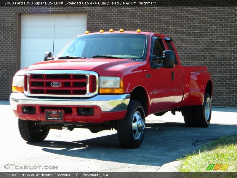 Red / Medium Parchment 2000 Ford F350 Super Duty Lariat Extended Cab 4x4 Dually