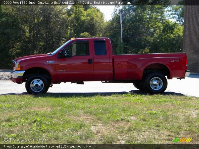 Red / Medium Parchment 2000 Ford F350 Super Duty Lariat Extended Cab 4x4 Dually