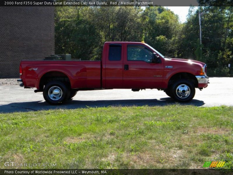 Red / Medium Parchment 2000 Ford F350 Super Duty Lariat Extended Cab 4x4 Dually