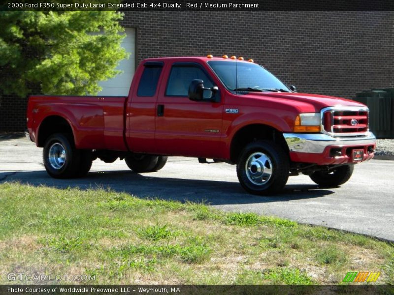 Red / Medium Parchment 2000 Ford F350 Super Duty Lariat Extended Cab 4x4 Dually