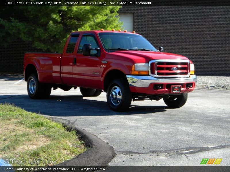 Red / Medium Parchment 2000 Ford F350 Super Duty Lariat Extended Cab 4x4 Dually