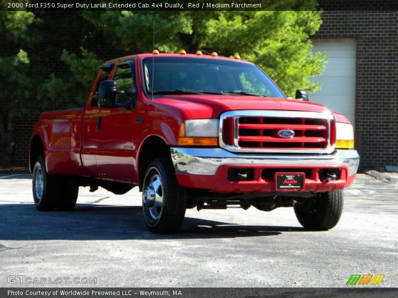 Red / Medium Parchment 2000 Ford F350 Super Duty Lariat Extended Cab 4x4 Dually