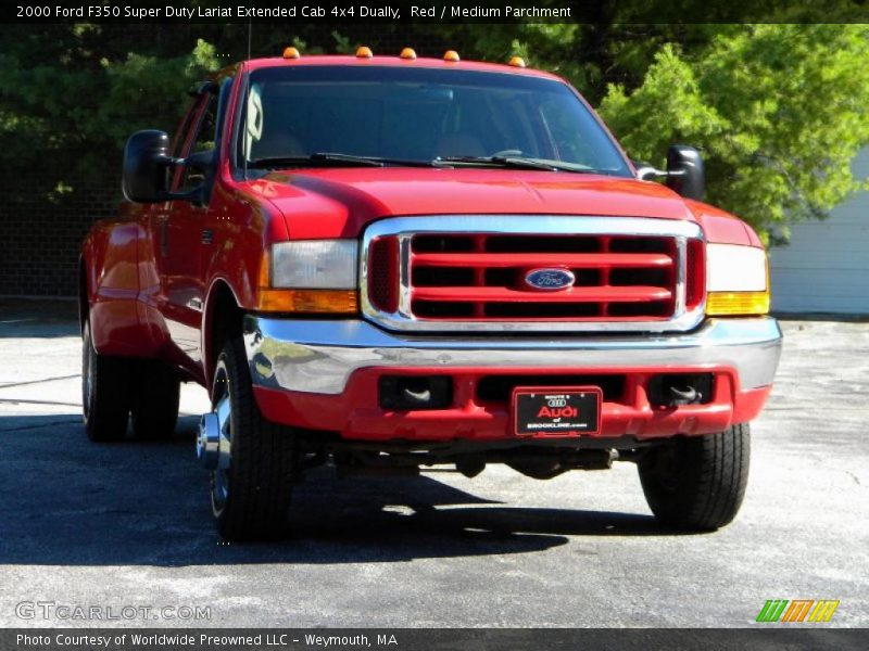 Red / Medium Parchment 2000 Ford F350 Super Duty Lariat Extended Cab 4x4 Dually