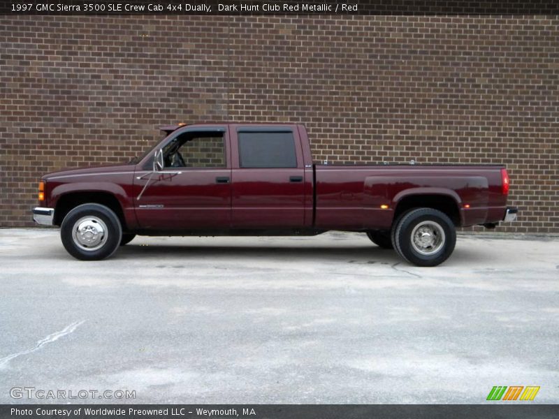  1997 Sierra 3500 SLE Crew Cab 4x4 Dually Dark Hunt Club Red Metallic