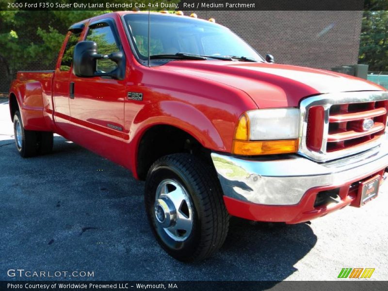 Red / Medium Parchment 2000 Ford F350 Super Duty Lariat Extended Cab 4x4 Dually