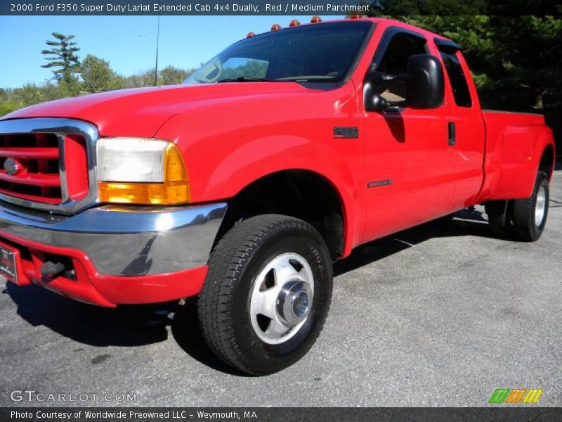 Red / Medium Parchment 2000 Ford F350 Super Duty Lariat Extended Cab 4x4 Dually