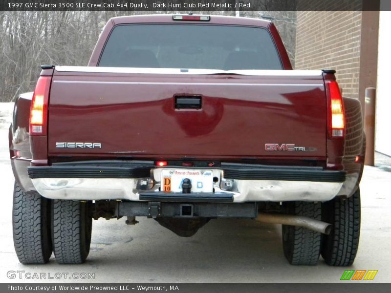 Dark Hunt Club Red Metallic / Red 1997 GMC Sierra 3500 SLE Crew Cab 4x4 Dually