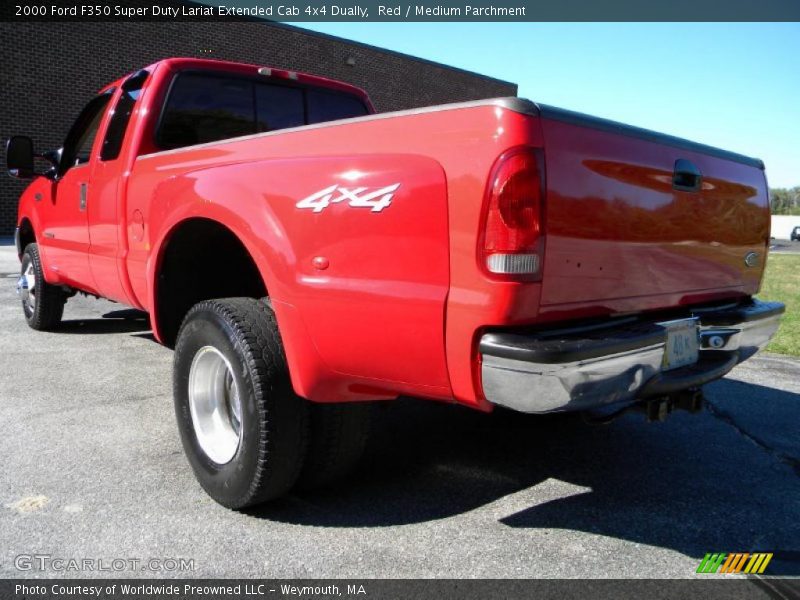 Red / Medium Parchment 2000 Ford F350 Super Duty Lariat Extended Cab 4x4 Dually