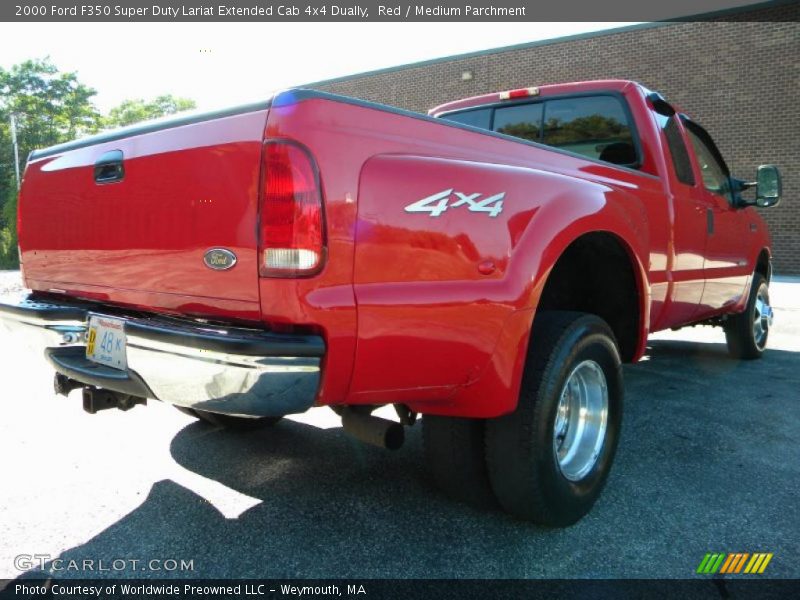 Red / Medium Parchment 2000 Ford F350 Super Duty Lariat Extended Cab 4x4 Dually