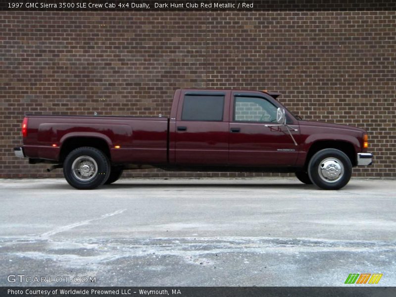 Dark Hunt Club Red Metallic / Red 1997 GMC Sierra 3500 SLE Crew Cab 4x4 Dually