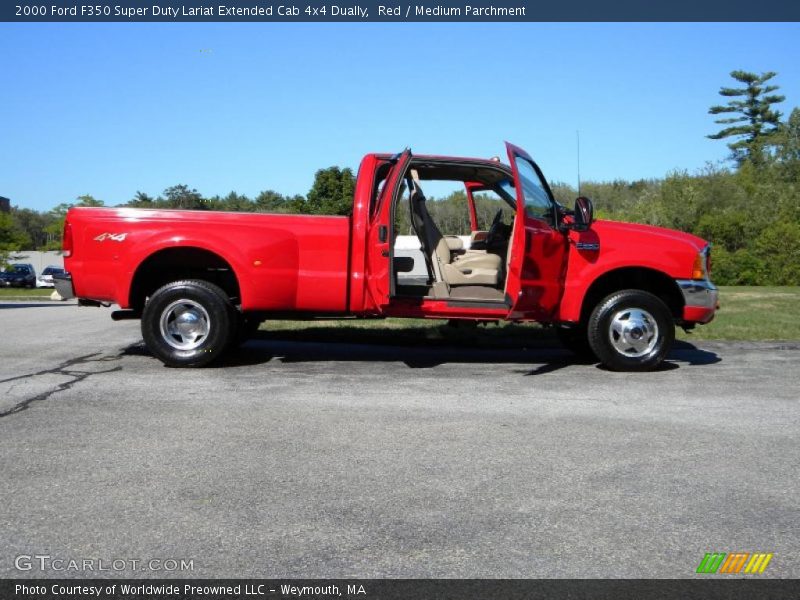 Red / Medium Parchment 2000 Ford F350 Super Duty Lariat Extended Cab 4x4 Dually