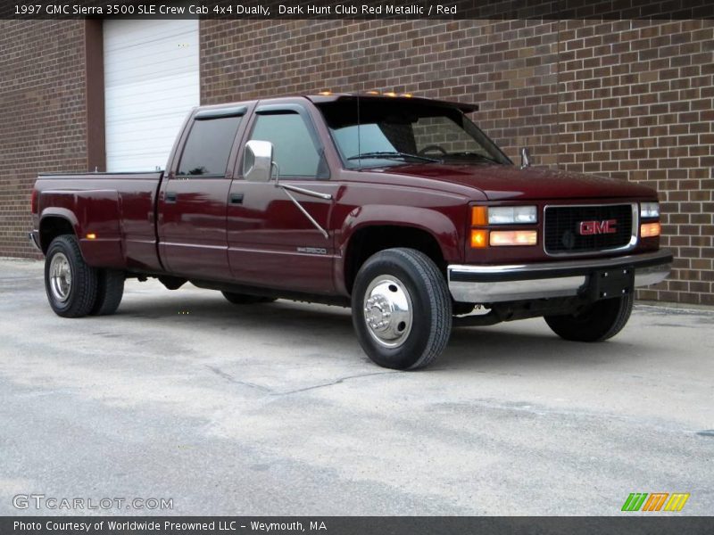  1997 Sierra 3500 SLE Crew Cab 4x4 Dually Dark Hunt Club Red Metallic