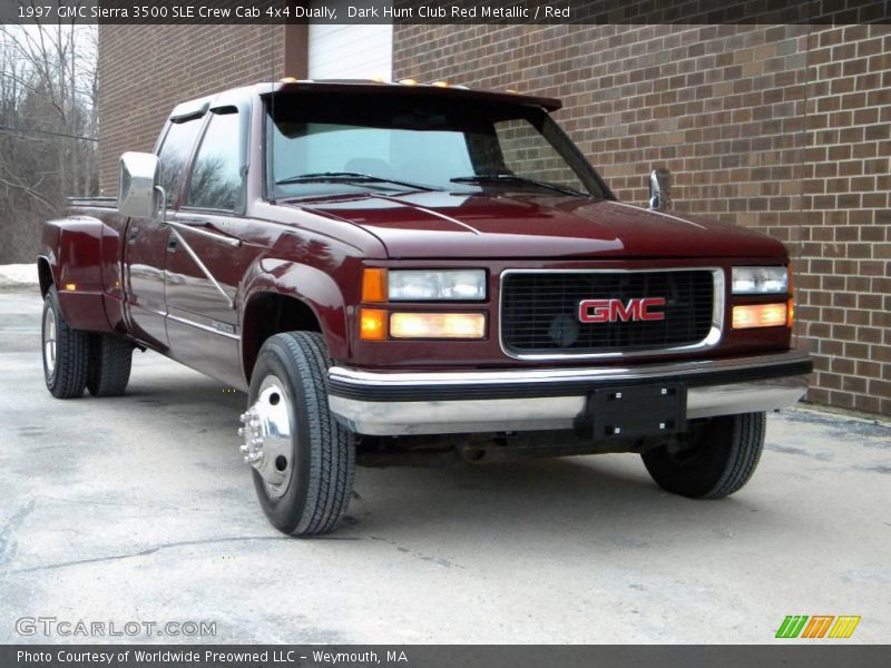 Dark Hunt Club Red Metallic / Red 1997 GMC Sierra 3500 SLE Crew Cab 4x4 Dually