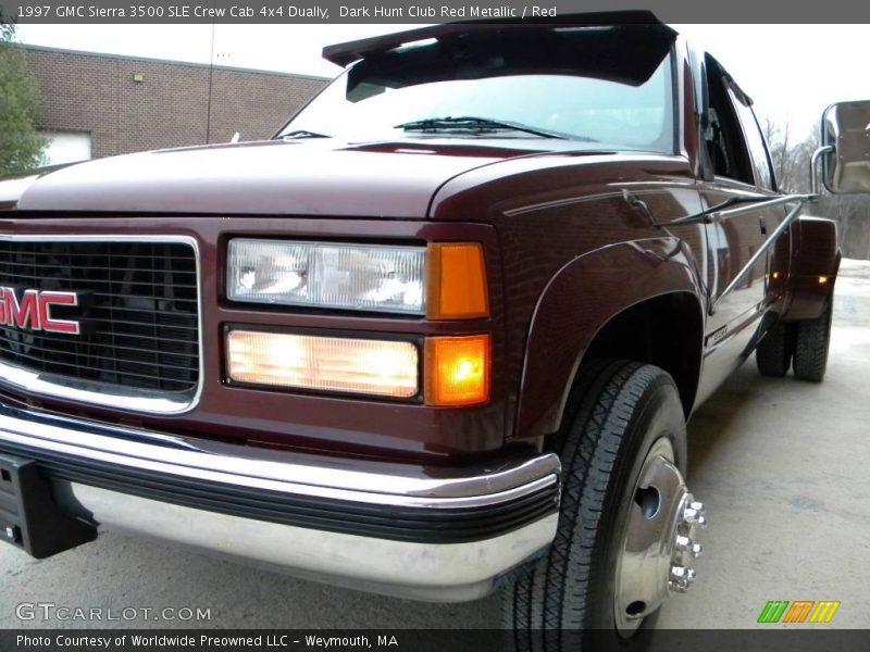 Dark Hunt Club Red Metallic / Red 1997 GMC Sierra 3500 SLE Crew Cab 4x4 Dually