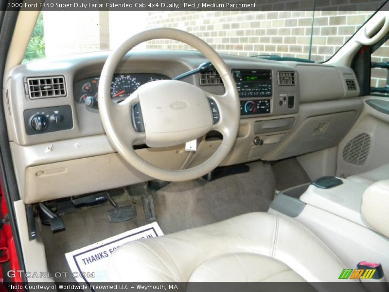 Red / Medium Parchment 2000 Ford F350 Super Duty Lariat Extended Cab 4x4 Dually