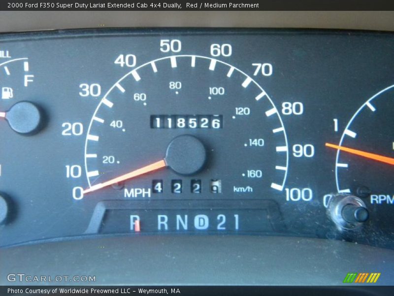 Red / Medium Parchment 2000 Ford F350 Super Duty Lariat Extended Cab 4x4 Dually