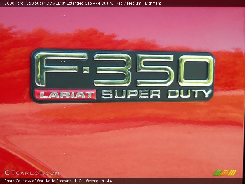 Red / Medium Parchment 2000 Ford F350 Super Duty Lariat Extended Cab 4x4 Dually