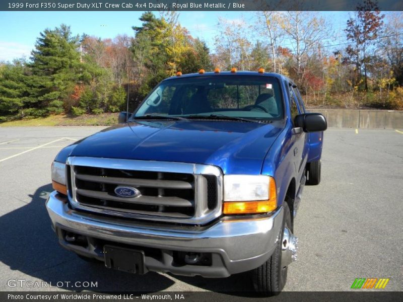 Royal Blue Metallic / Blue 1999 Ford F350 Super Duty XLT Crew Cab 4x4 Dually