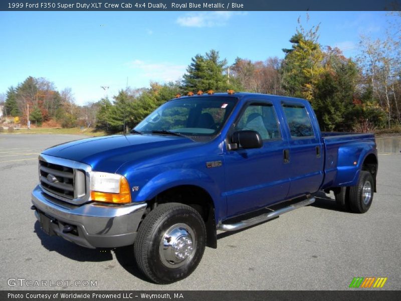 Royal Blue Metallic / Blue 1999 Ford F350 Super Duty XLT Crew Cab 4x4 Dually