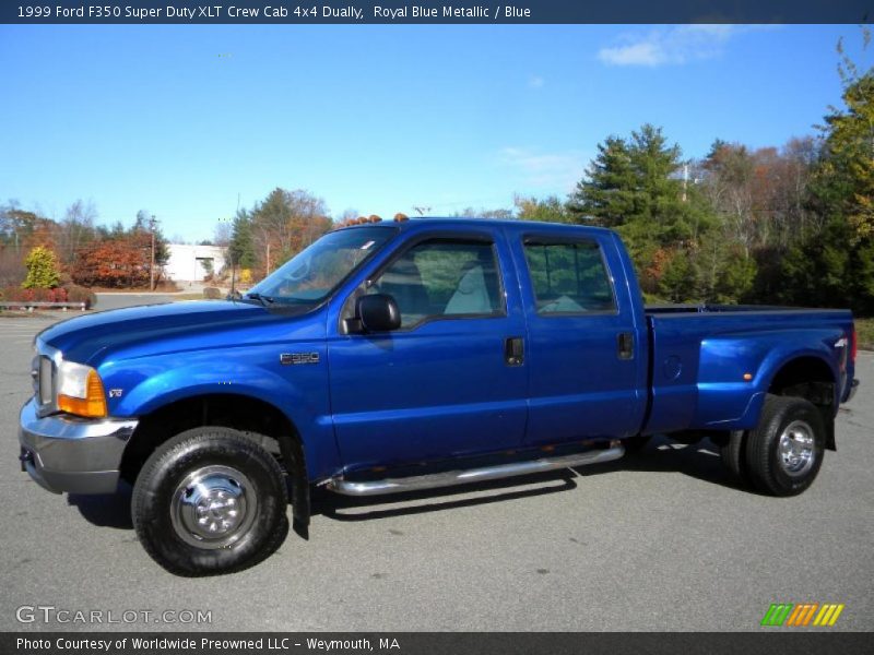 Royal Blue Metallic / Blue 1999 Ford F350 Super Duty XLT Crew Cab 4x4 Dually
