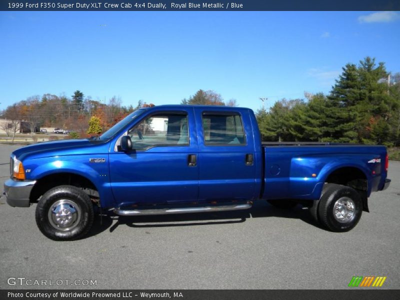 Royal Blue Metallic / Blue 1999 Ford F350 Super Duty XLT Crew Cab 4x4 Dually