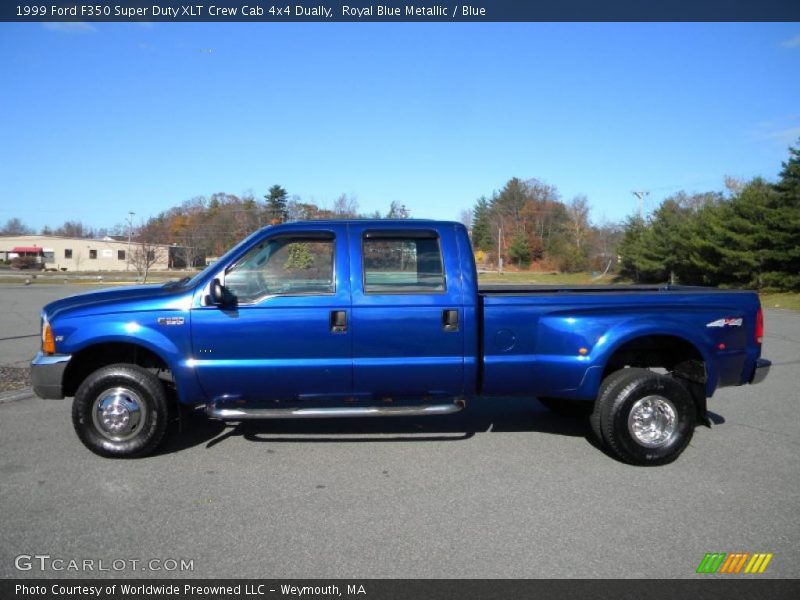 Royal Blue Metallic / Blue 1999 Ford F350 Super Duty XLT Crew Cab 4x4 Dually
