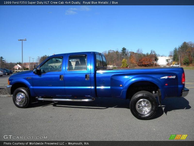 Royal Blue Metallic / Blue 1999 Ford F350 Super Duty XLT Crew Cab 4x4 Dually