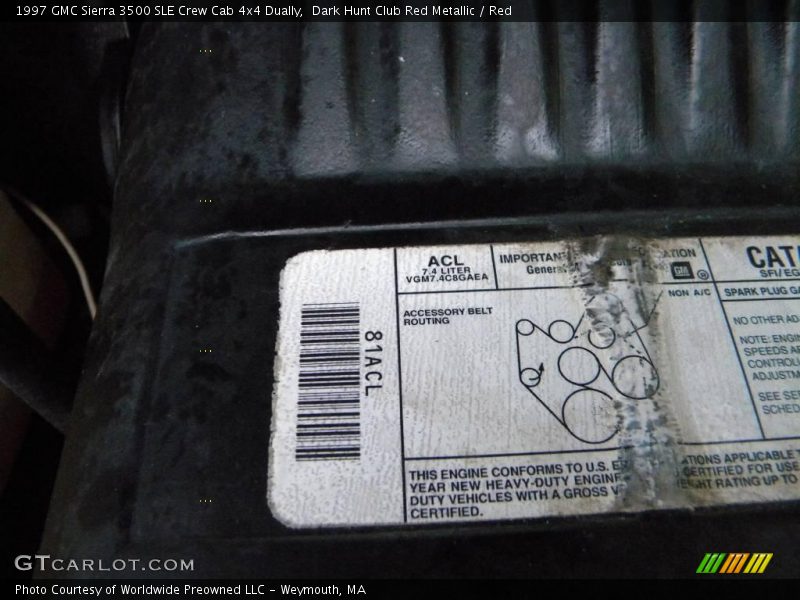 Dark Hunt Club Red Metallic / Red 1997 GMC Sierra 3500 SLE Crew Cab 4x4 Dually