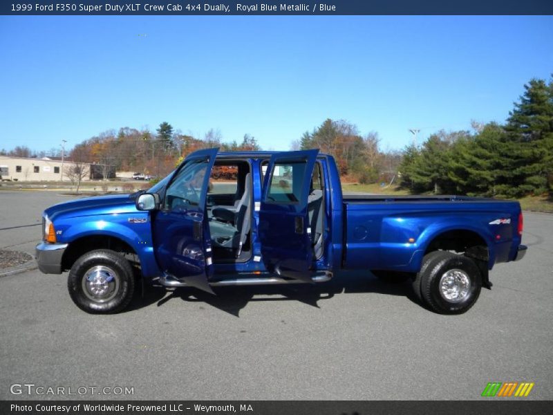 Royal Blue Metallic / Blue 1999 Ford F350 Super Duty XLT Crew Cab 4x4 Dually