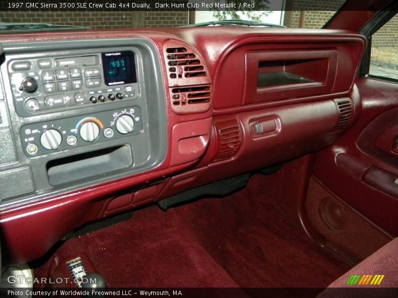Dark Hunt Club Red Metallic / Red 1997 GMC Sierra 3500 SLE Crew Cab 4x4 Dually