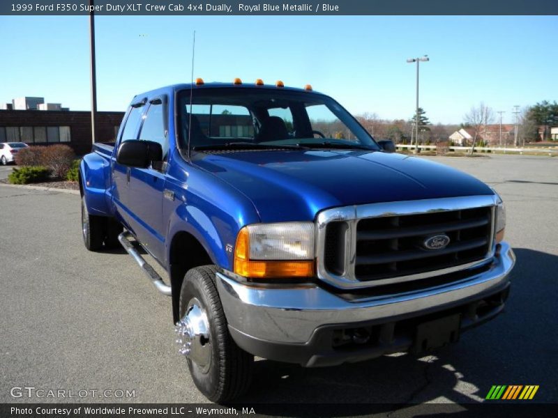 Royal Blue Metallic / Blue 1999 Ford F350 Super Duty XLT Crew Cab 4x4 Dually